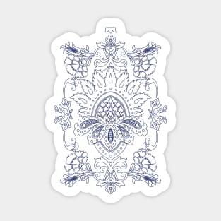 White and Blue Damask Sticker